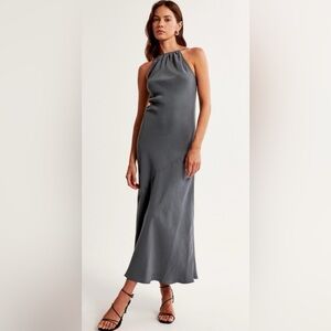 Abercrombie & Fitch Gray Silk Halter Maxi Dress - Size S - NWOT